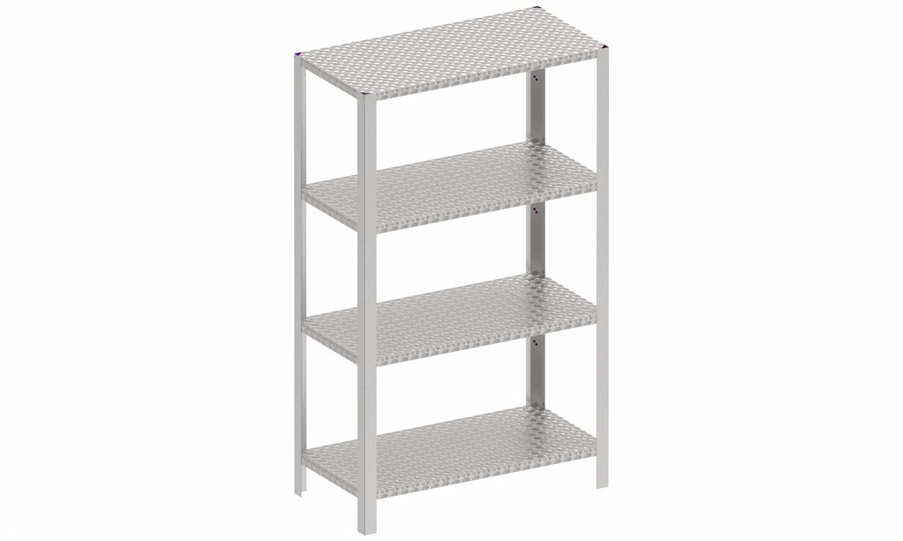 Perforated Container Racks Perforated racks 4 shelves, depth 600 - B&H Stainless